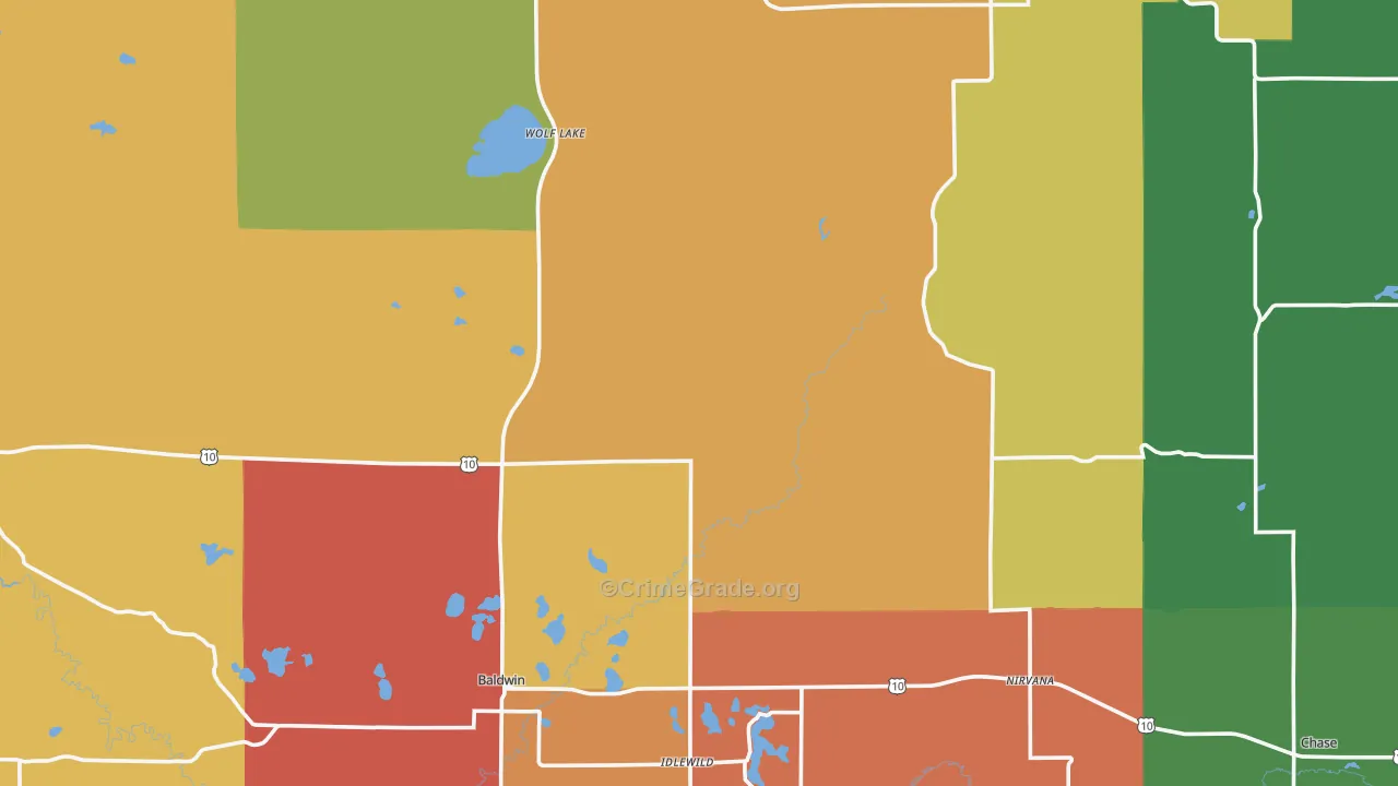 Lake County, MI Map of Theft Rates