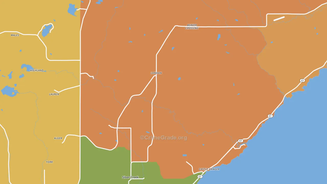 Lake County, MN Map of Theft Rates