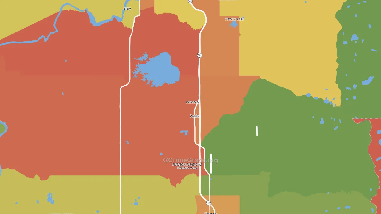 Lake County, MT Map of Theft Rates