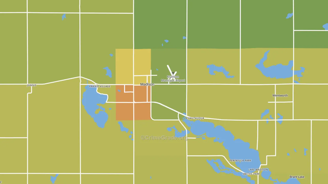 Lake County, SD Map of Theft Rates