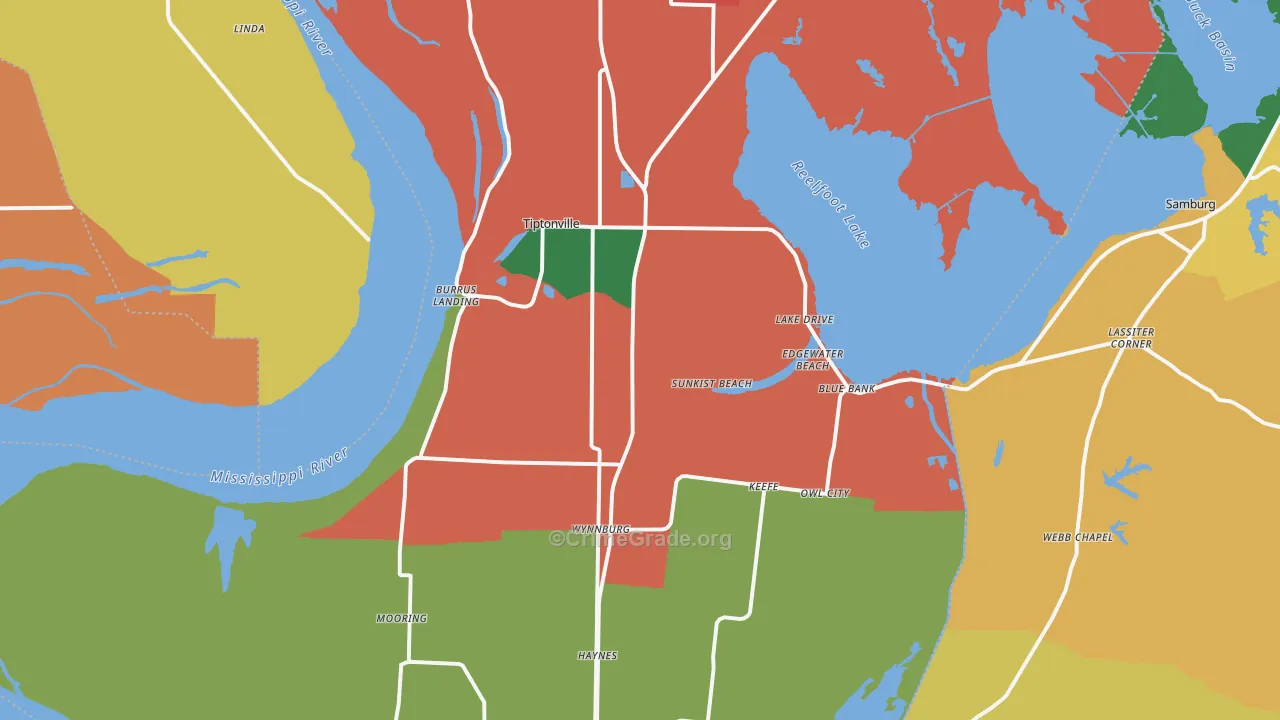 Lake County, TN Map of Theft Rates