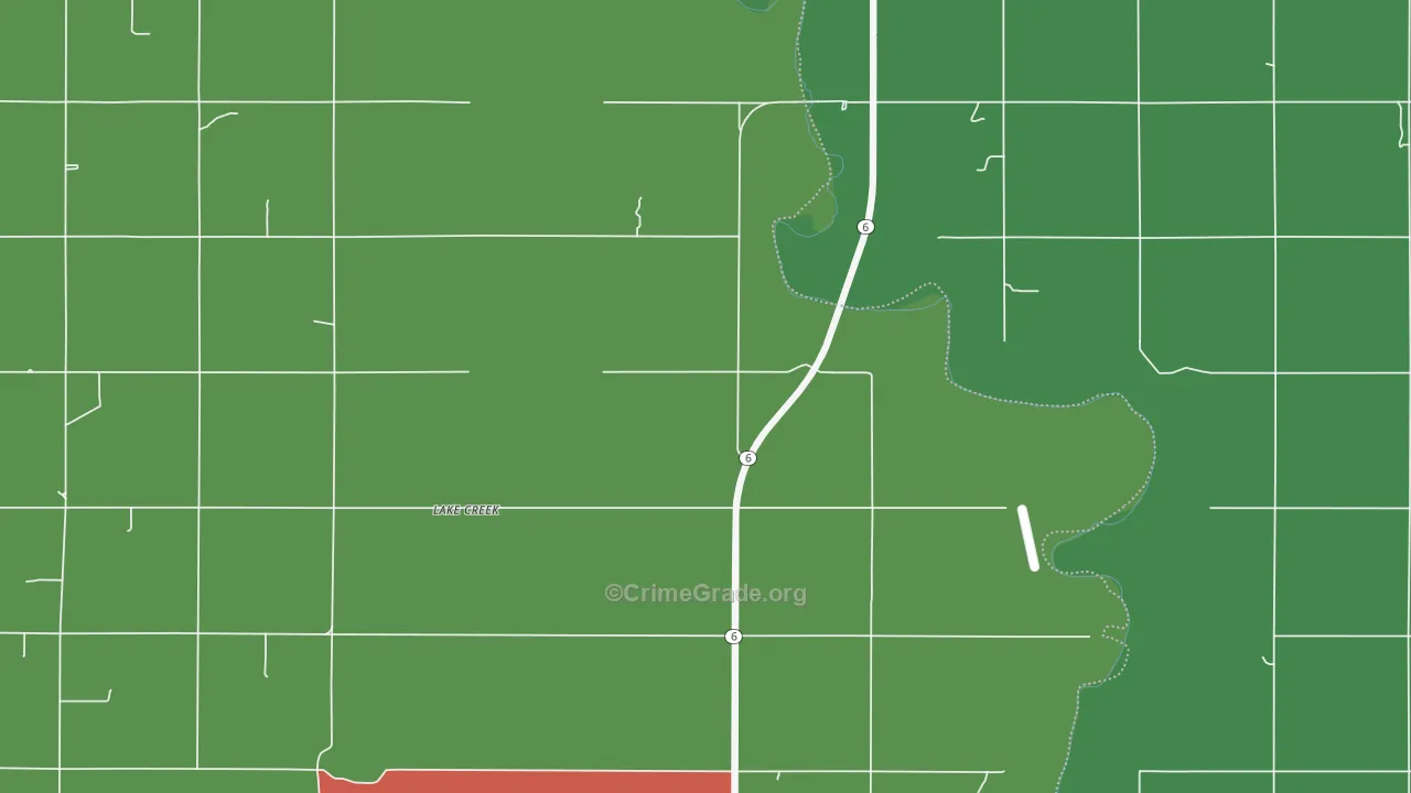 Lake Creek, OK Map of Theft Rates