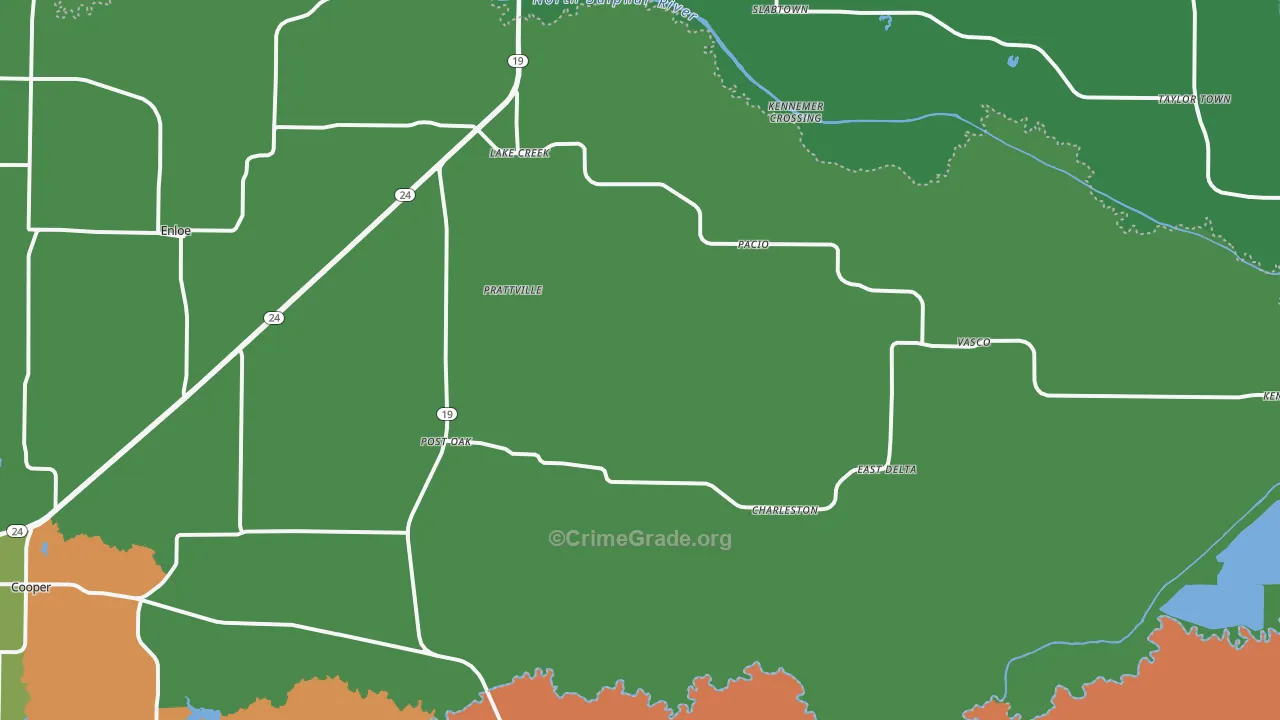 Lake Creek, TX Map of Theft Rates