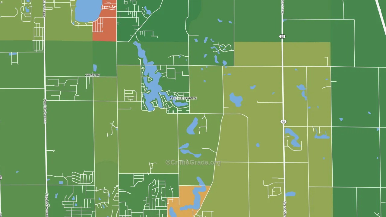 Lake Dalecarlia, IN Map of Theft Rates