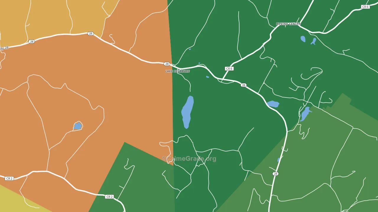 Lake Delaware, NY Map of Theft Rates