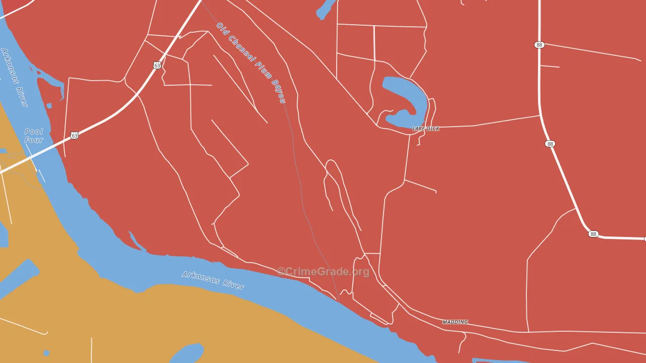 Lake Dick, AR Map of Theft Rates