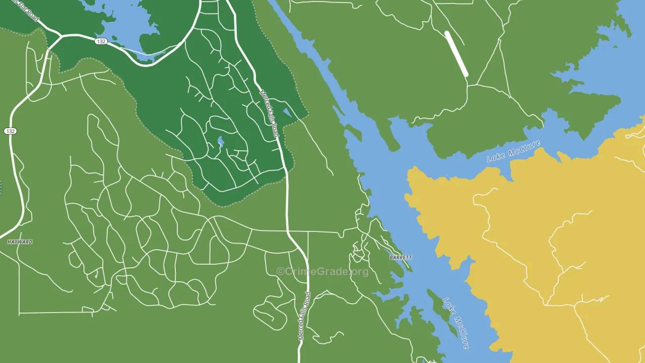 Lake Don Pedro, CA Map of Theft Rates