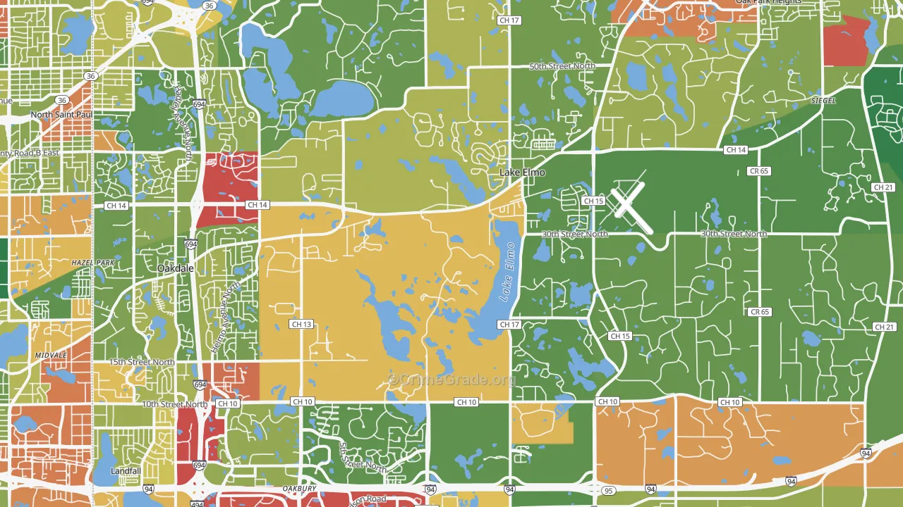 Lake Elmo, MN Map of Theft Rates