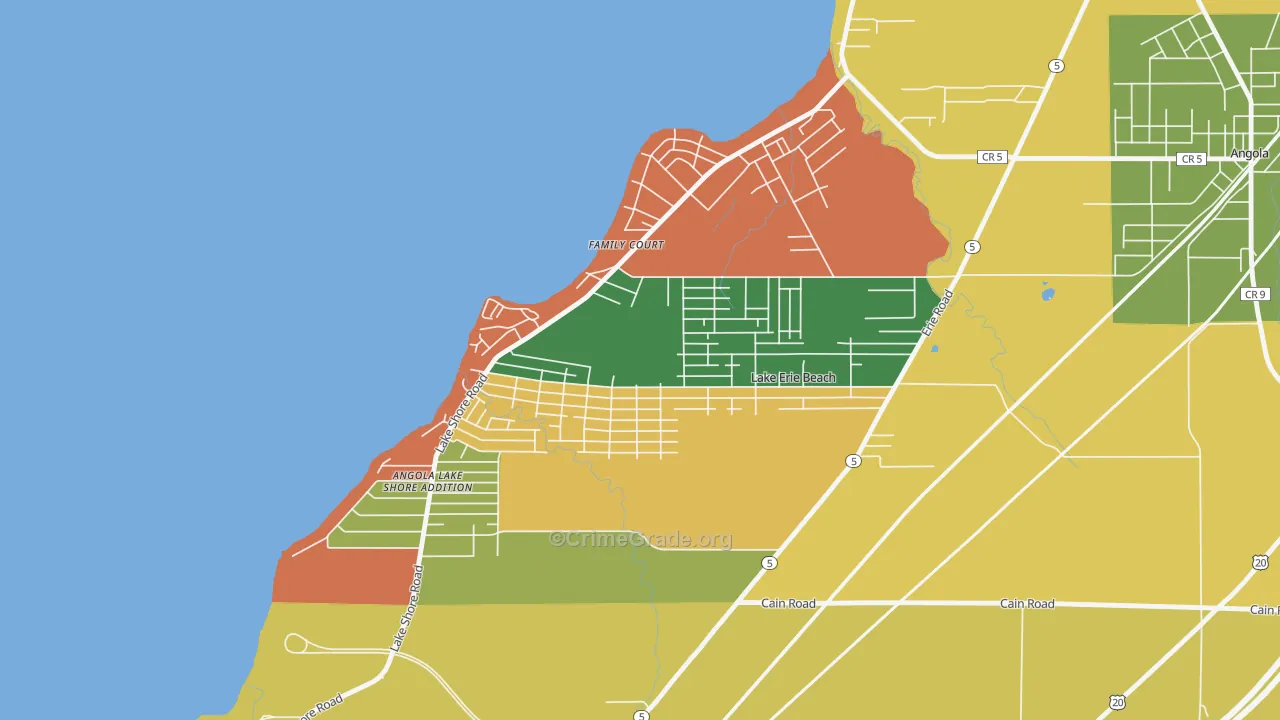 Lake Erie Beach, NY Map of Theft Rates