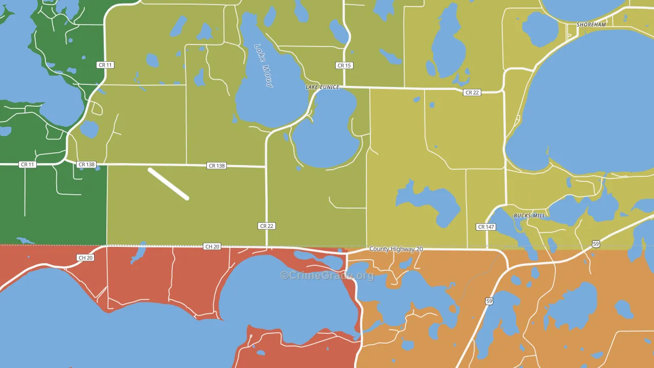 Lake Eunice, MN Map of Theft Rates