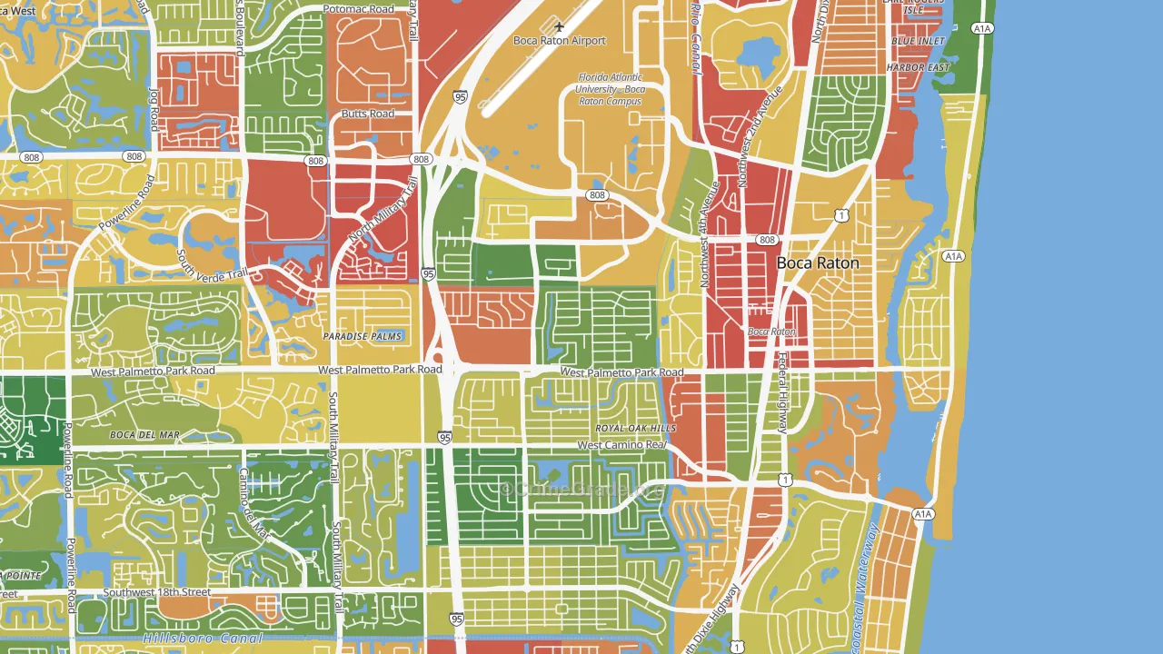 Lake Floresta Park, Boca Raton, FL Map of Theft Rates