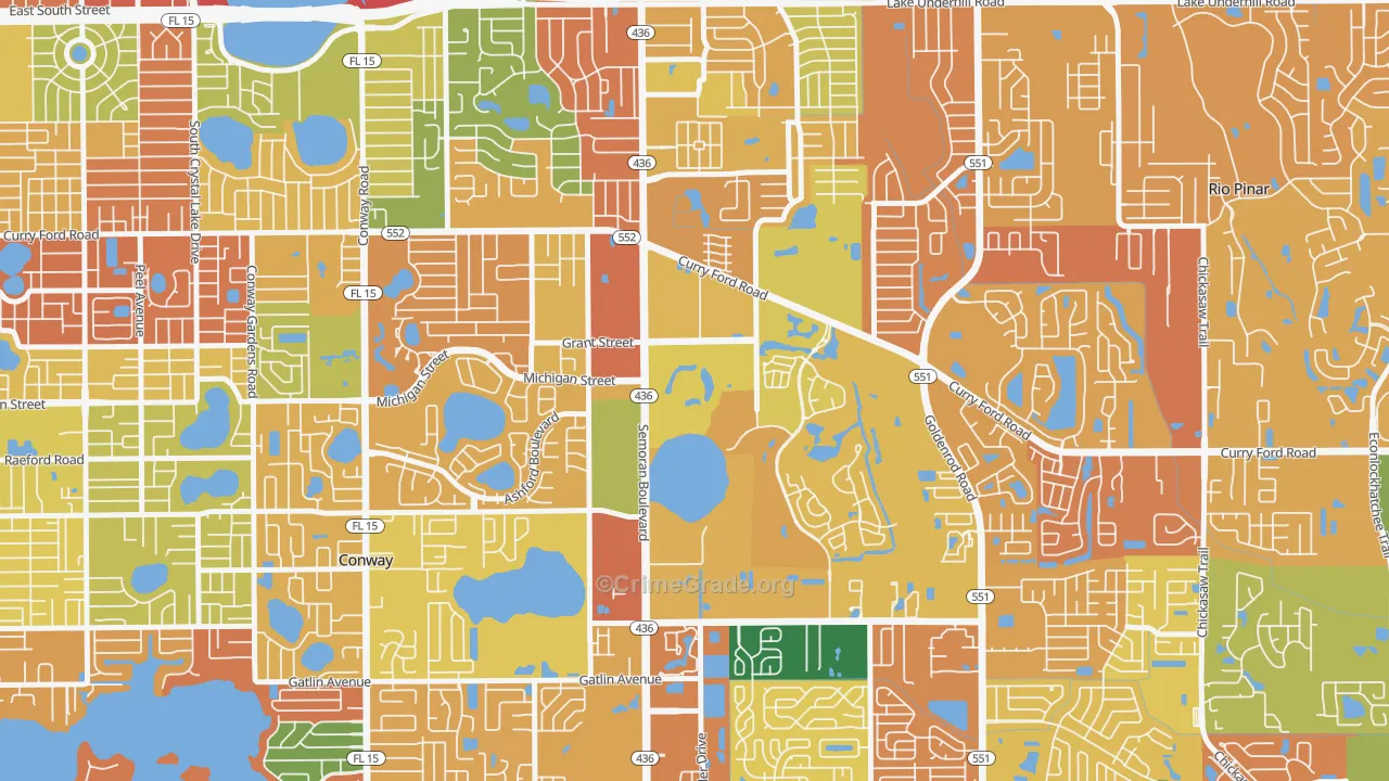 Lake Frederica, Orlando, FL Map of Theft Rates
