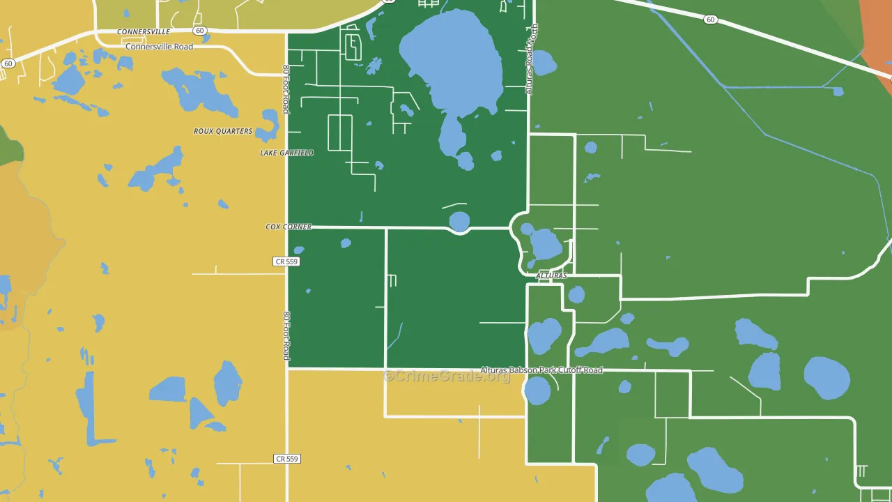 Lake Garfield, FL Map of Theft Rates