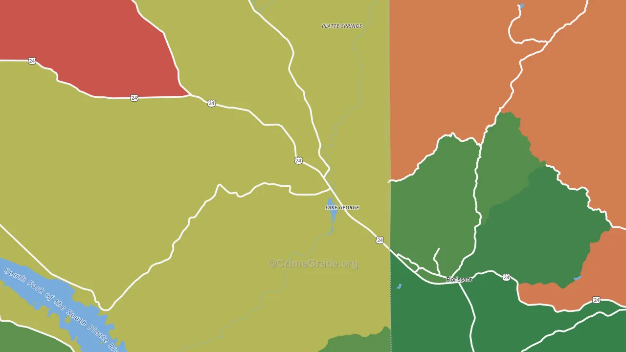 Lake George, CO Map of Theft Rates
