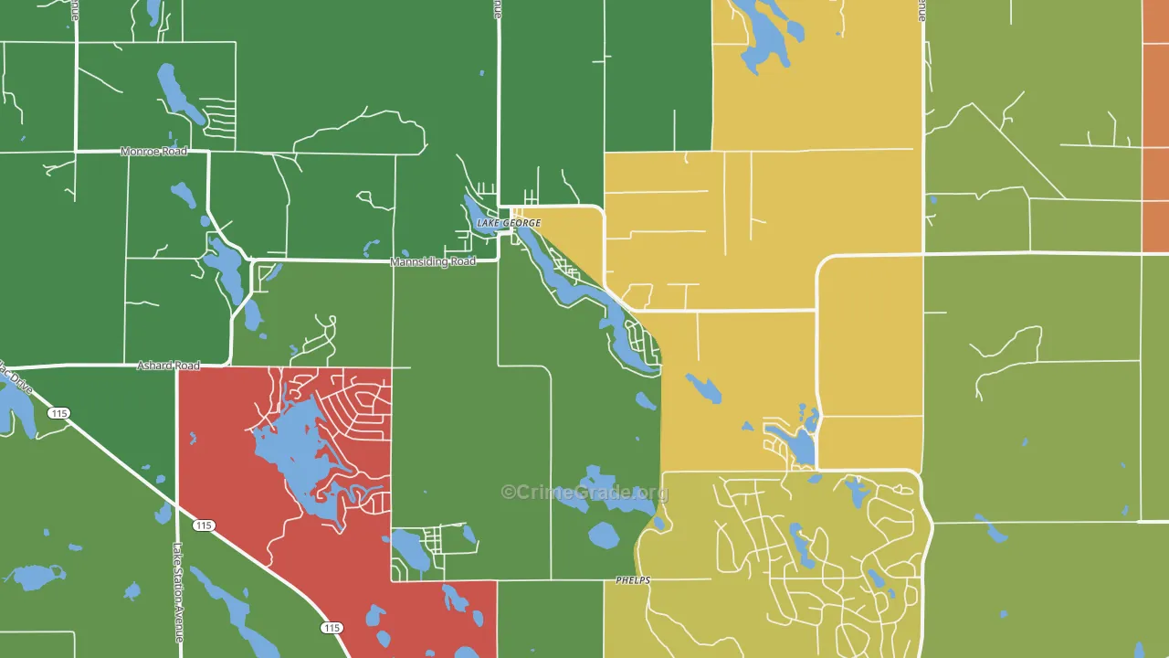 Lake George, MI Map of Theft Rates