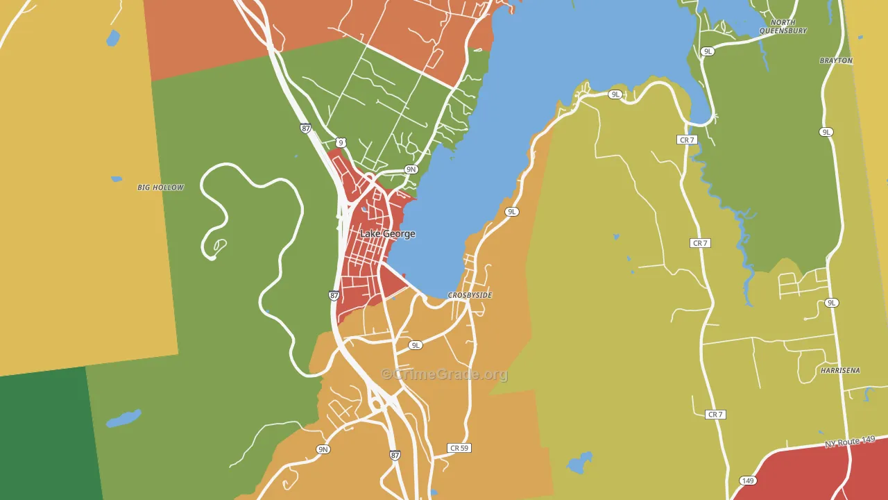 Lake George, NY Map of Theft Rates