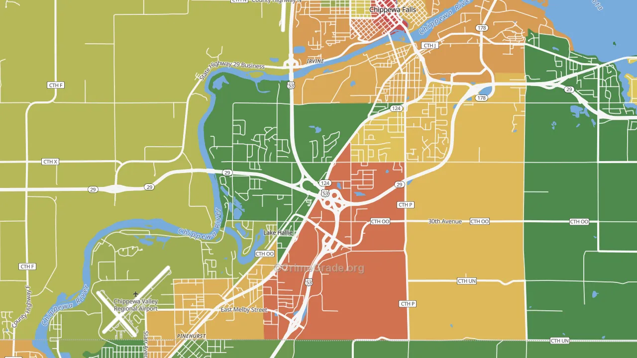 Lake Hallie, WI Map of Theft Rates