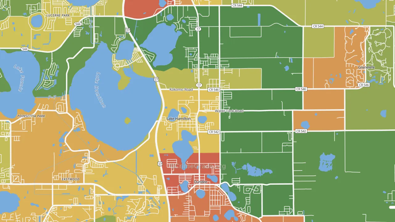 Lake Hamilton, FL Map of Theft Rates