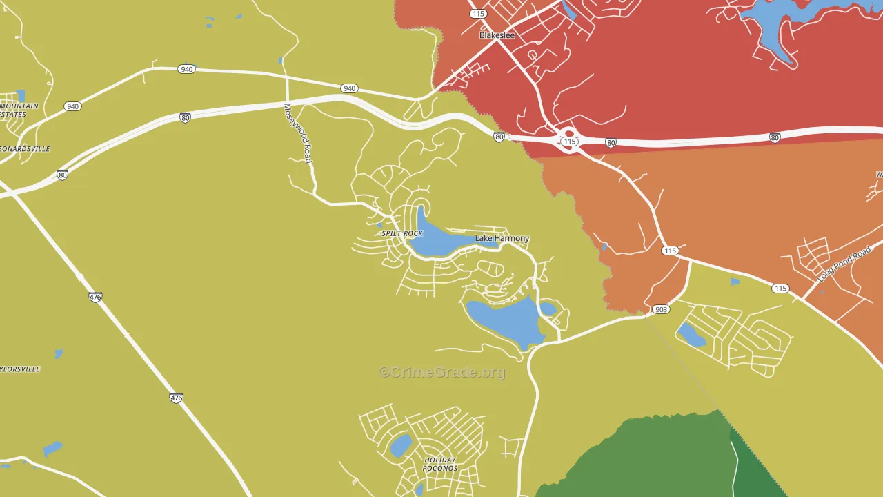 Lake Harmony, PA Map of Theft Rates