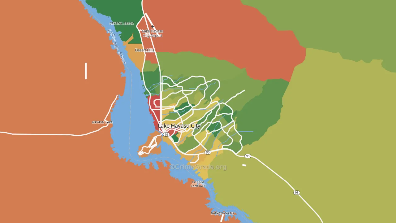 Lake Havasu City, AZ Map of Theft Rates