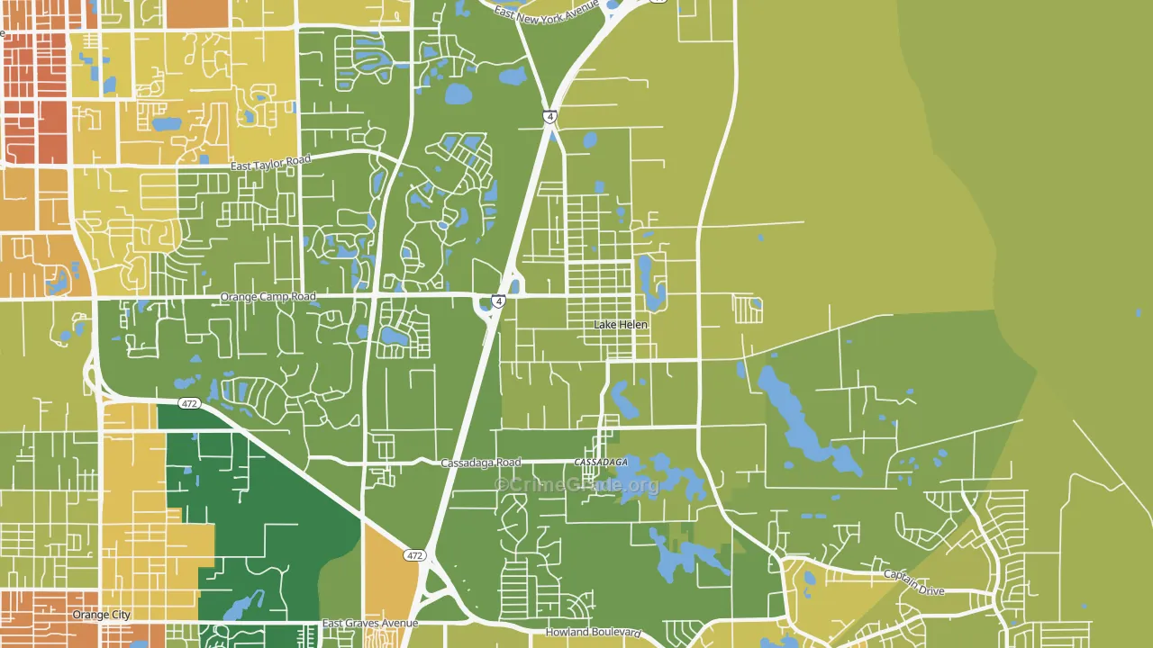 Lake Helen, FL Map of Theft Rates