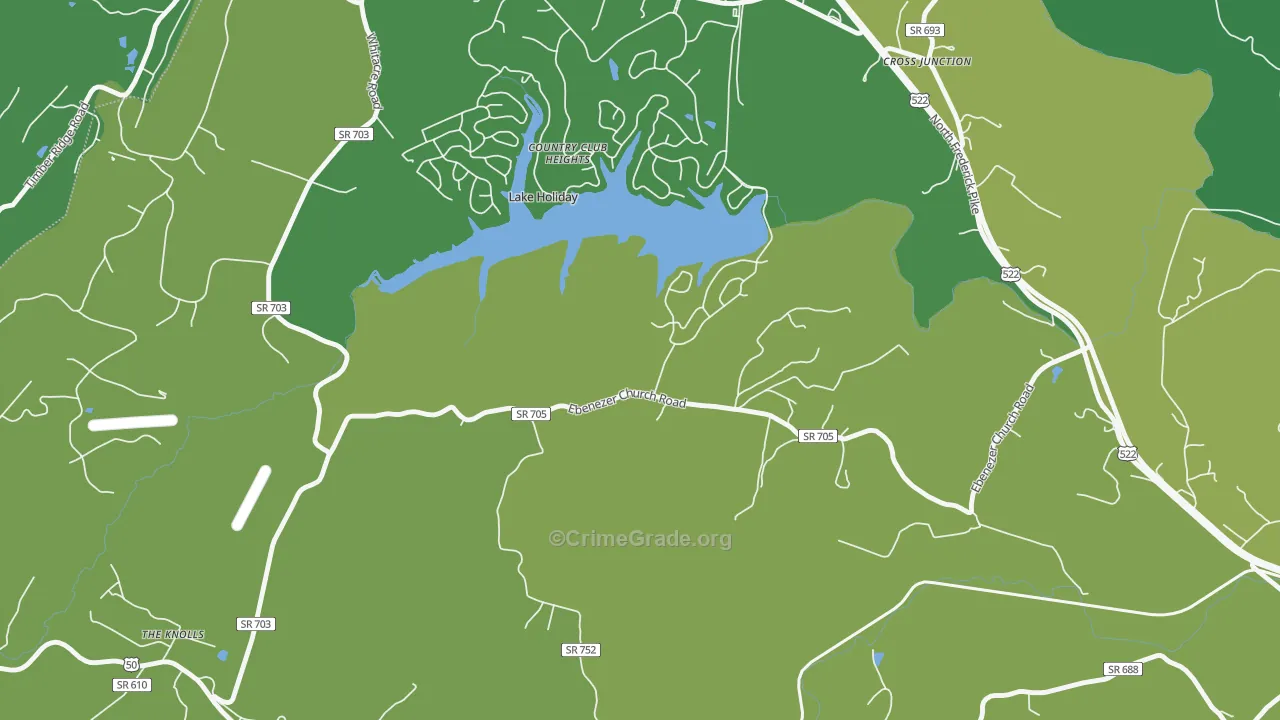 Lake Holiday, VA Map of Theft Rates