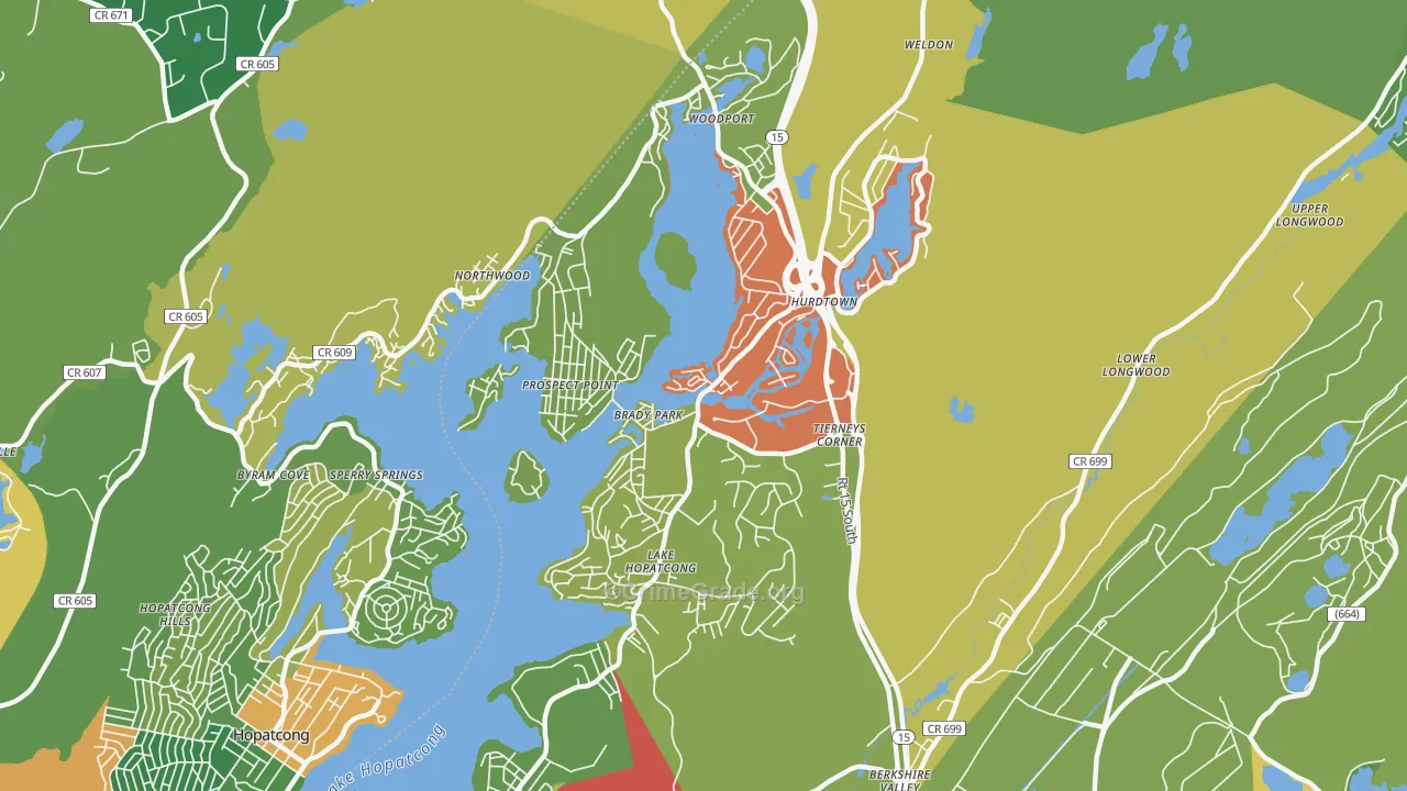 Lake Hopatcong, NJ Map of Theft Rates