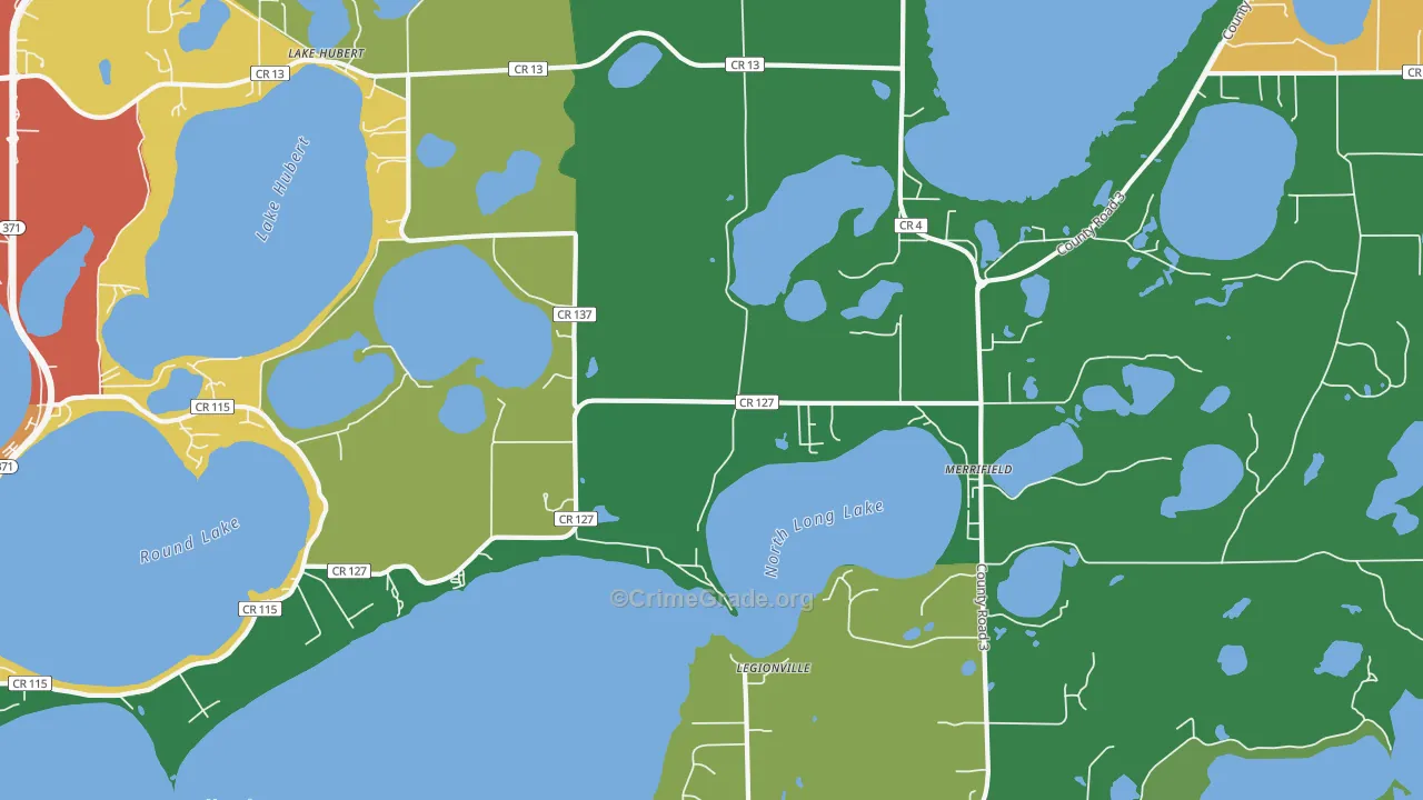 Lake Hubert, MN Map of Theft Rates