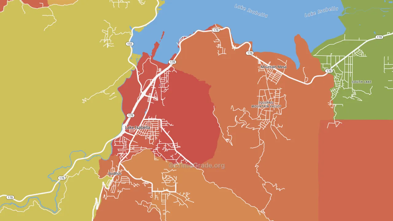 Lake Isabella, CA Map of Theft Rates