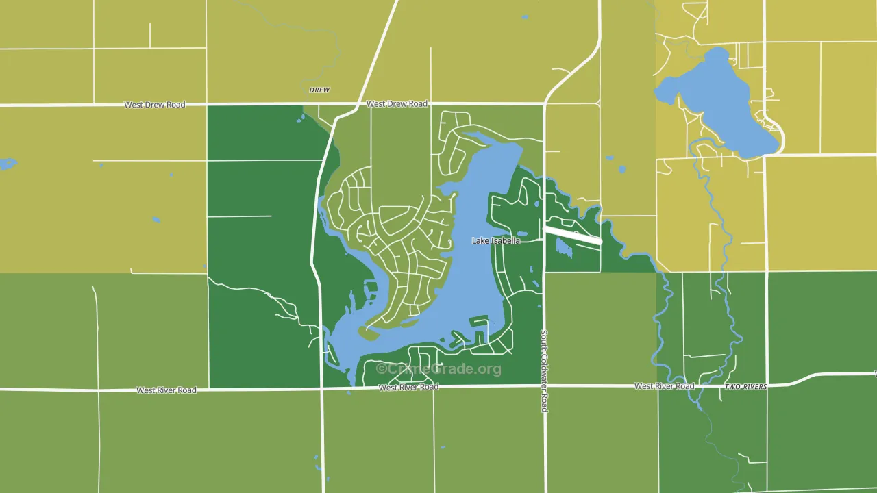 Lake Isabella, MI Map of Theft Rates