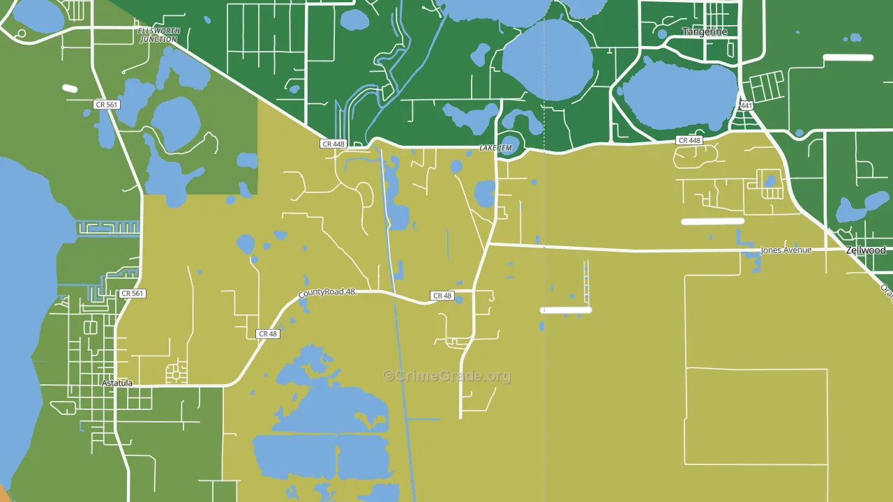 Lake Jem, FL Map of Theft Rates