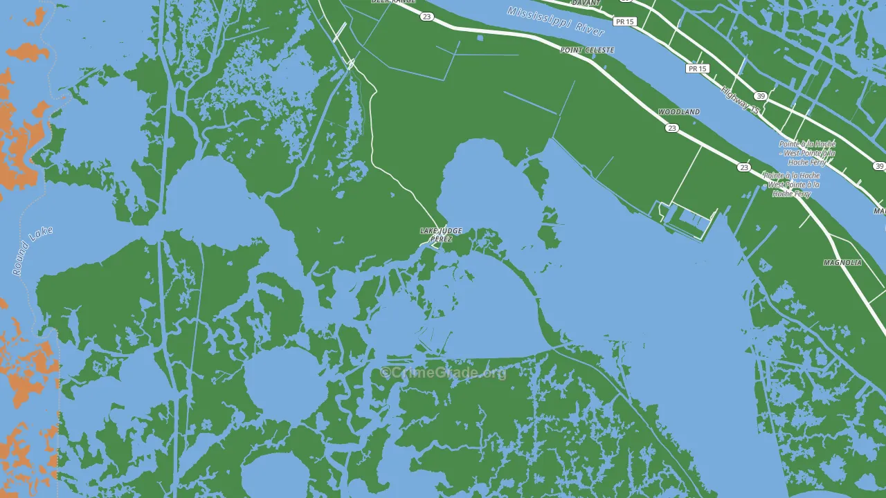 Lake Judge Perez, LA Map of Theft Rates