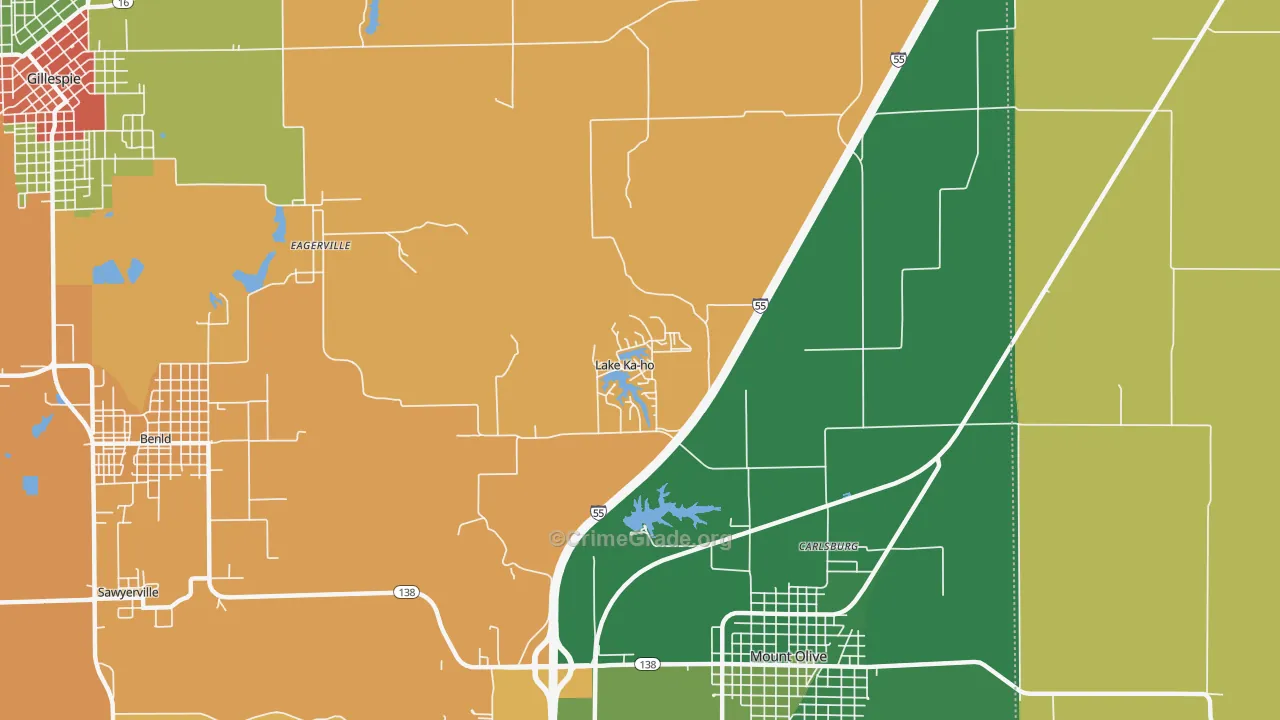 Lake Ka-ho, IL Map of Theft Rates