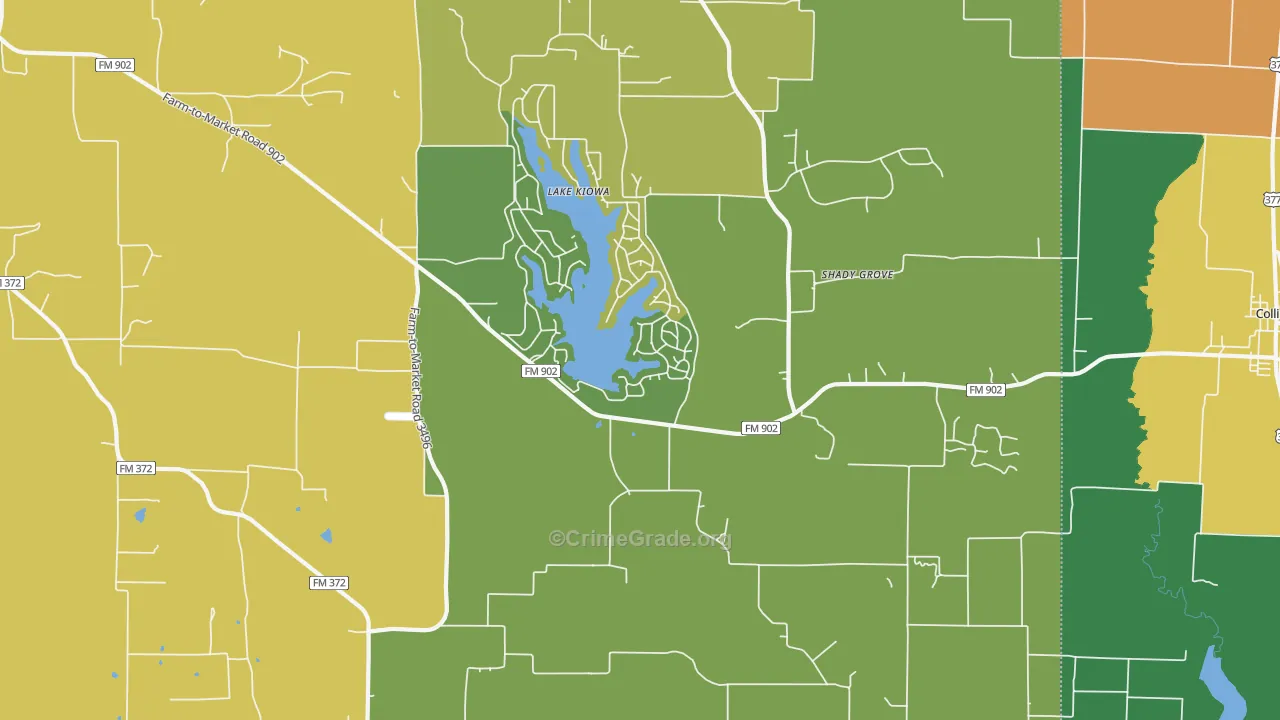 Lake Kiowa, TX Map of Theft Rates
