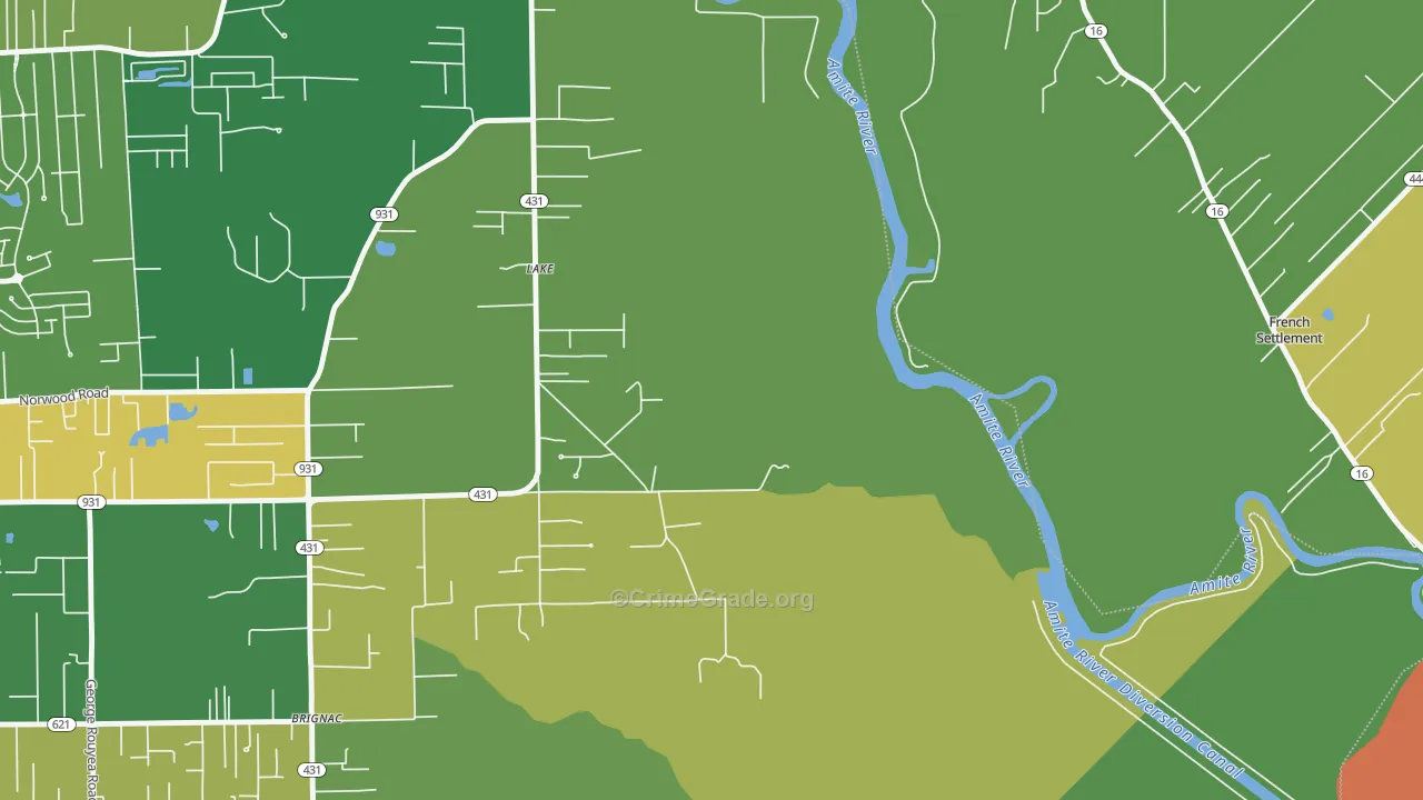 Lake, LA Map of Theft Rates