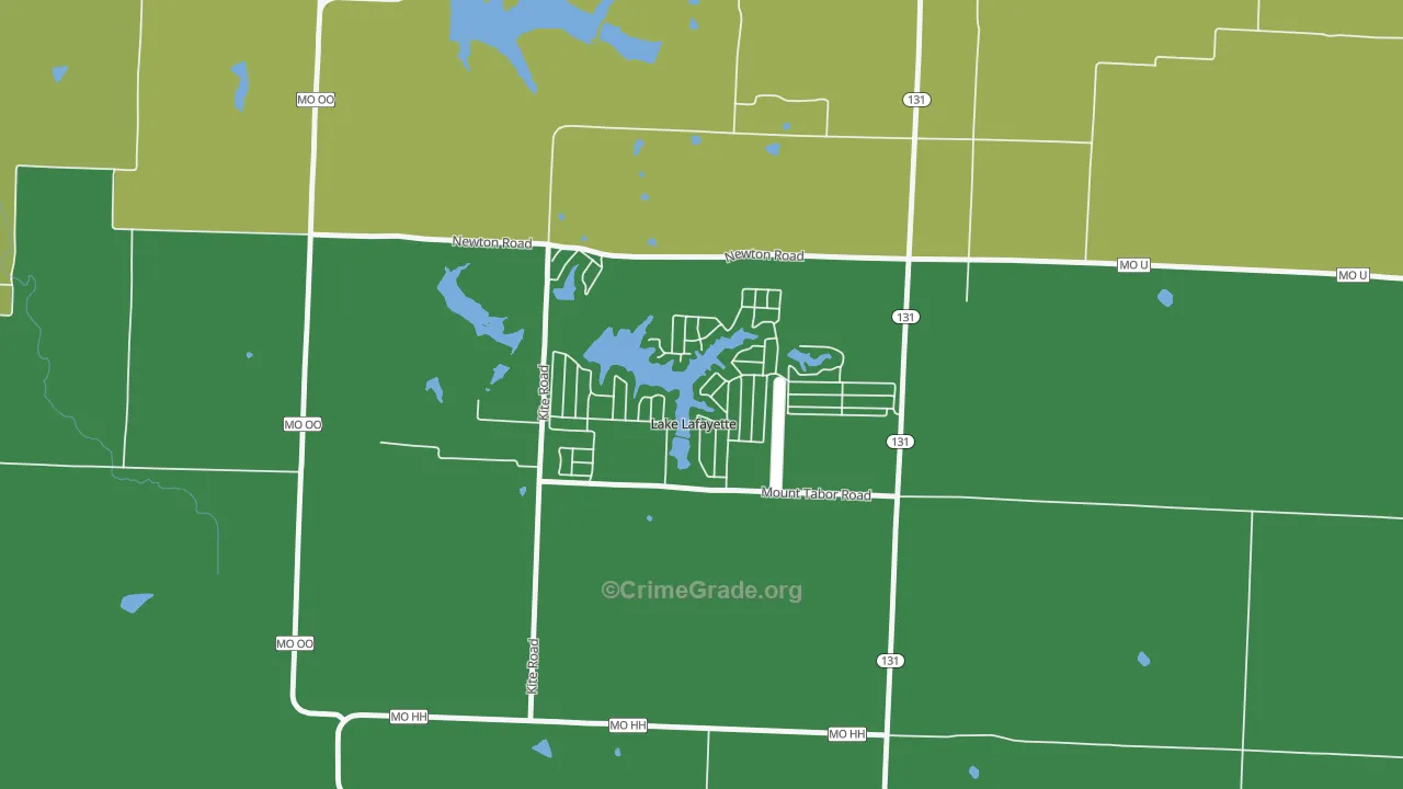 Lake Lafayette, MO Map of Theft Rates