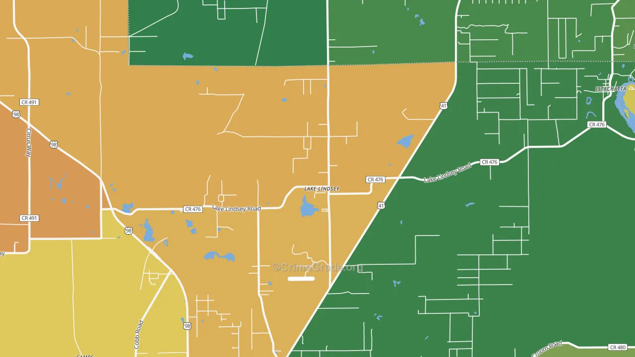 Lake Lindsey, FL Map of Theft Rates