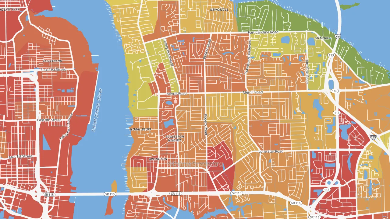 Lake Lucina, Jacksonville, FL Map of Theft Rates