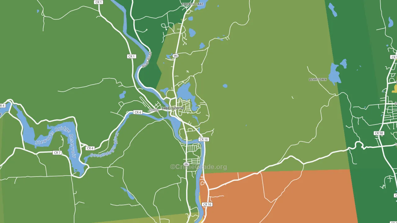 Lake Luzerne, NY Map of Theft Rates
