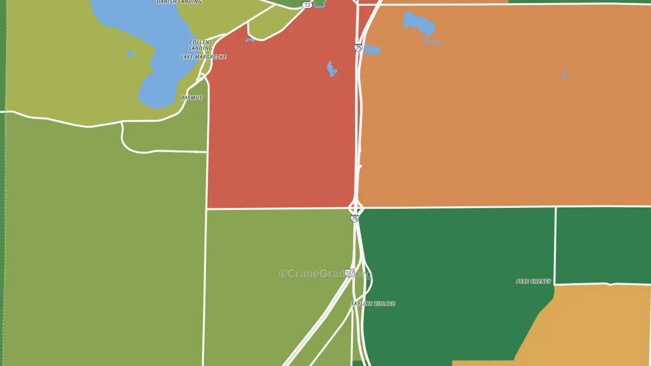Lake Margrethe, MI Map of Theft Rates