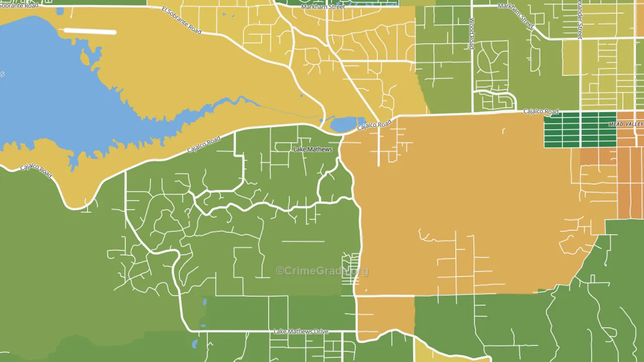 Lake Mathews, CA Map of Theft Rates