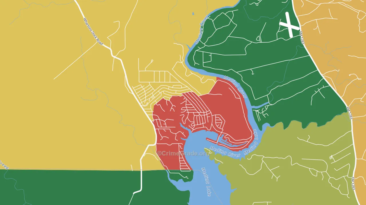 Lake Medina Shores, TX Map of Theft Rates