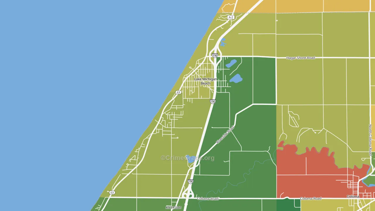 Lake Michigan Beach, MI Map of Theft Rates