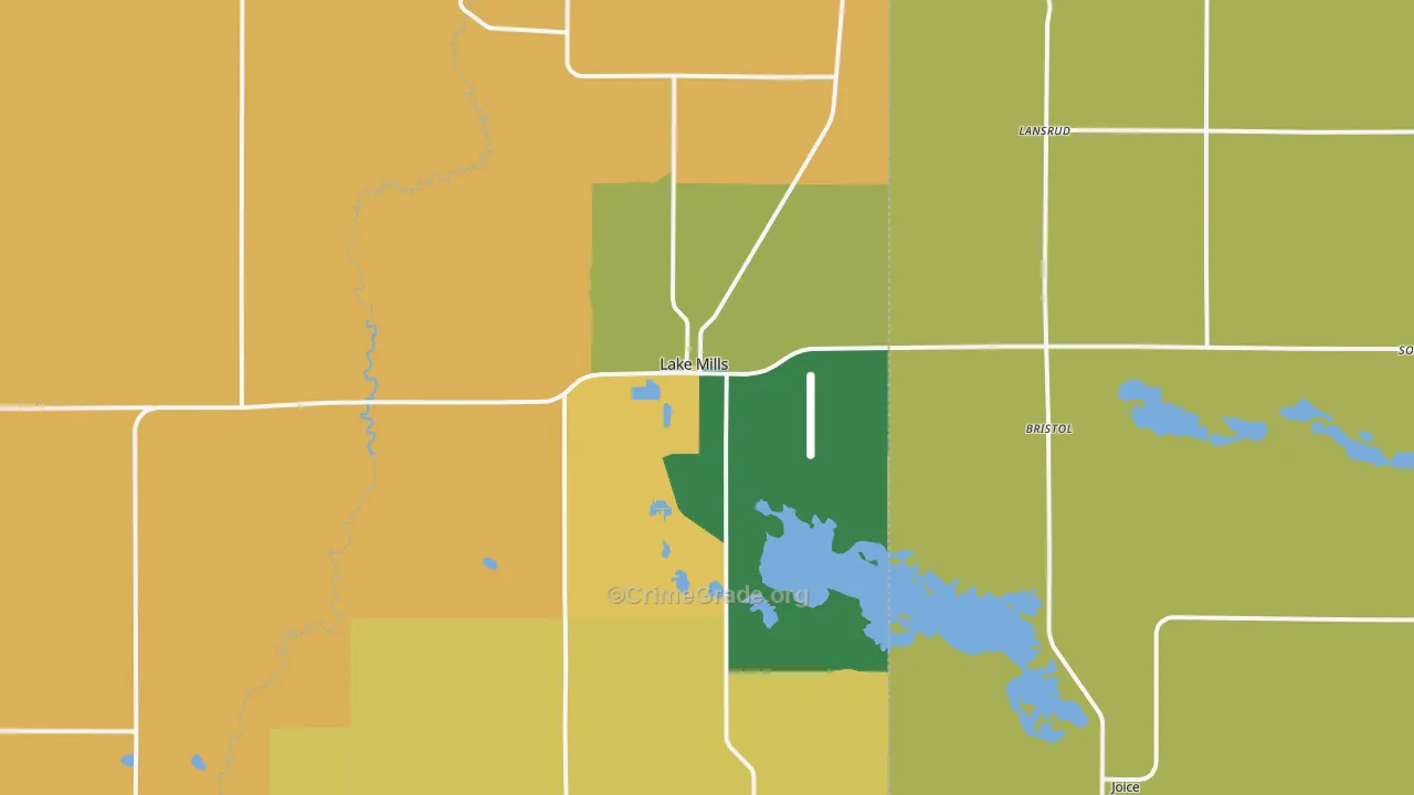 Lake Mills, IA Map of Theft Rates