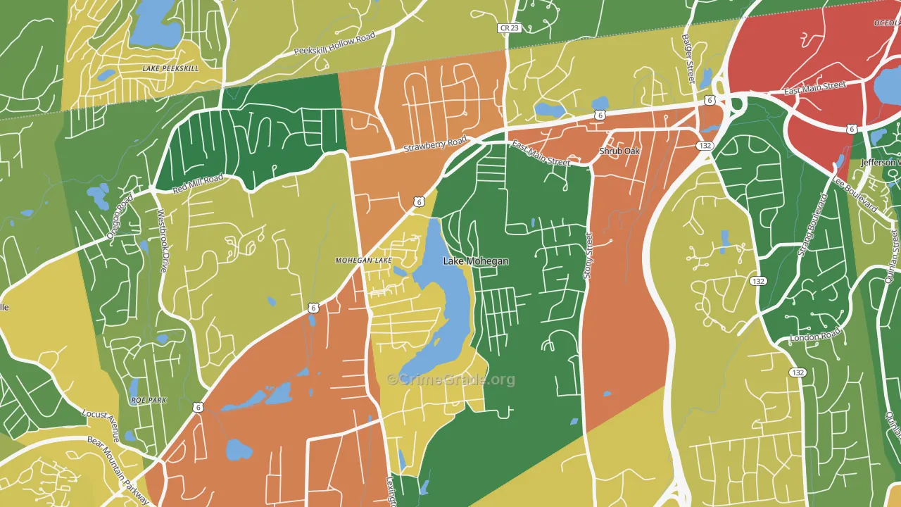 Lake Mohegan, NY Map of Theft Rates