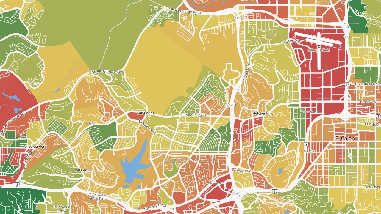 Lake Murray, San Diego, CA Map of Theft Rates