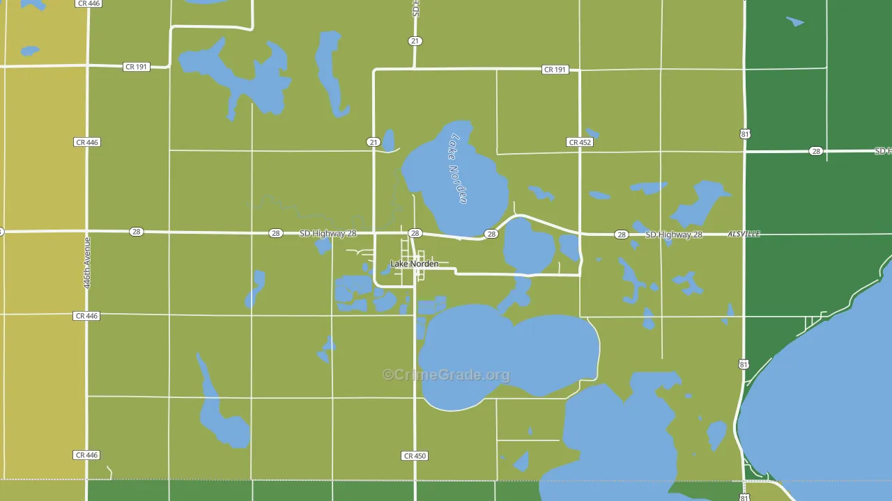 Lake Norden, SD Map of Theft Rates