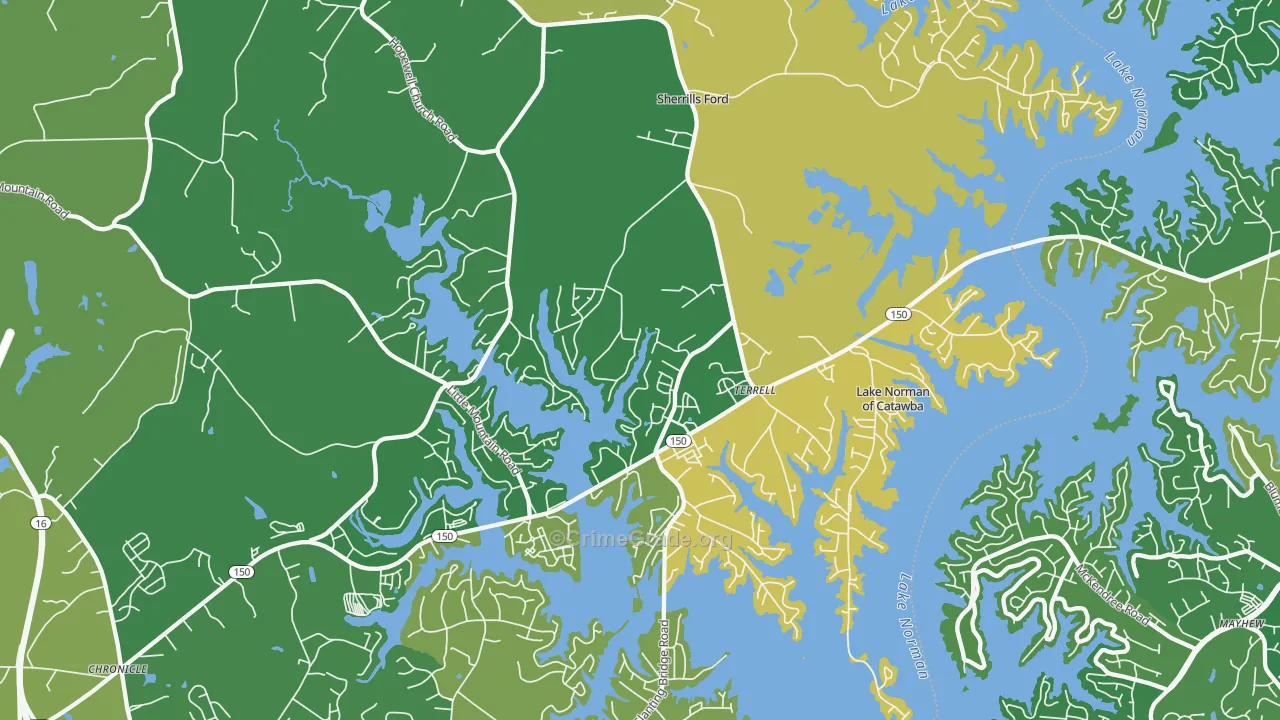Lake Norman of Catawba, NC Map of Theft Rates