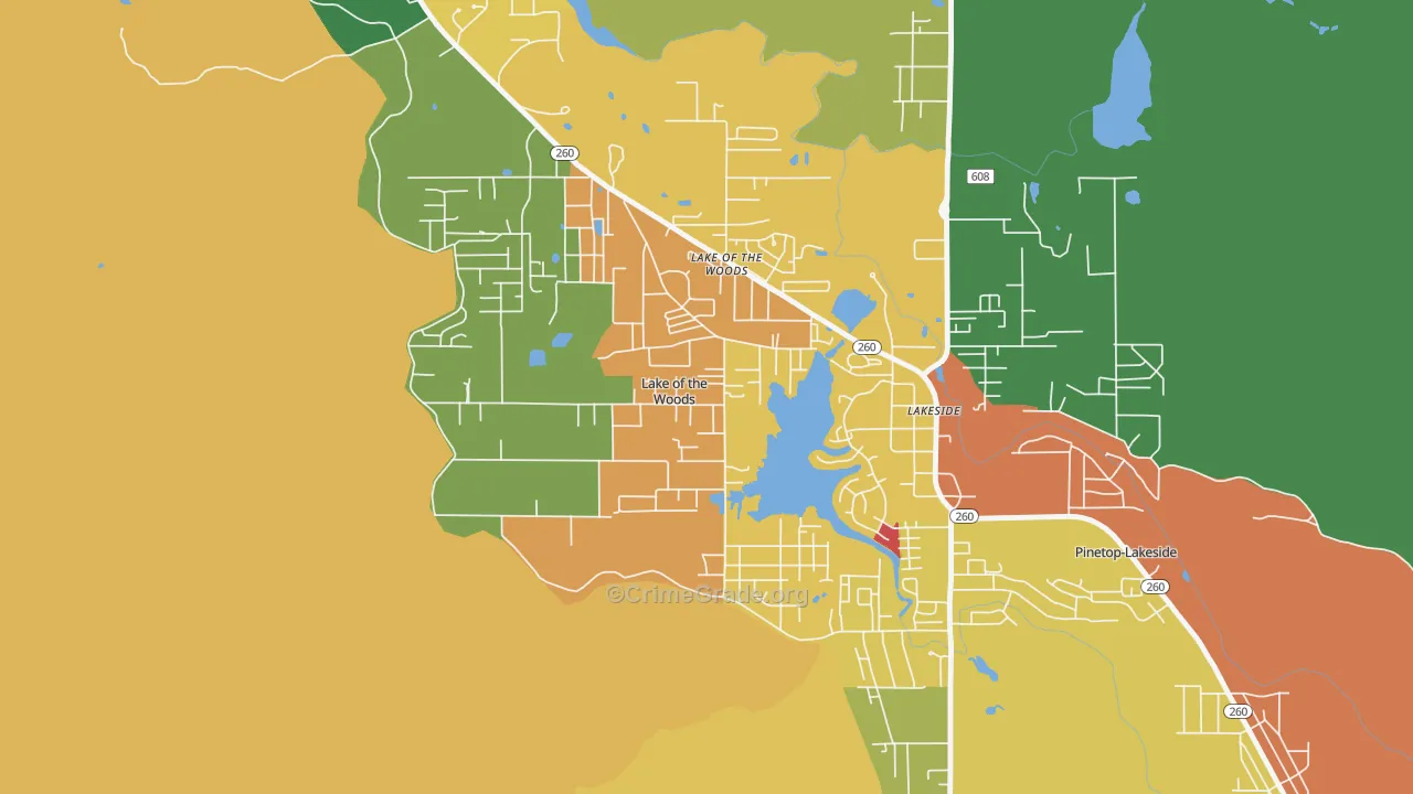 Lake of the Woods, AZ Map of Theft Rates