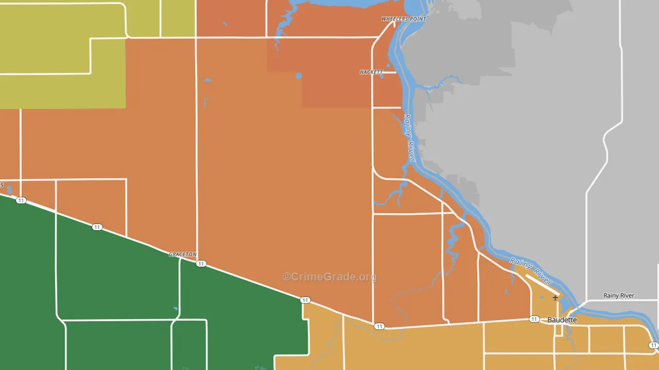Lake of the Woods County, MN Map of Theft Rates